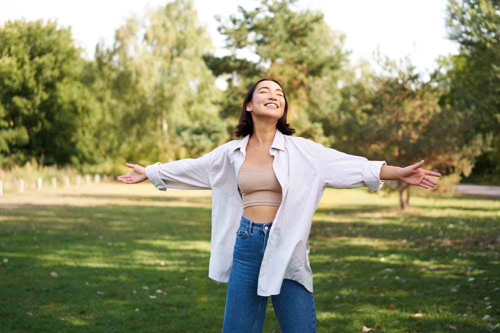 women out in nature getting sun